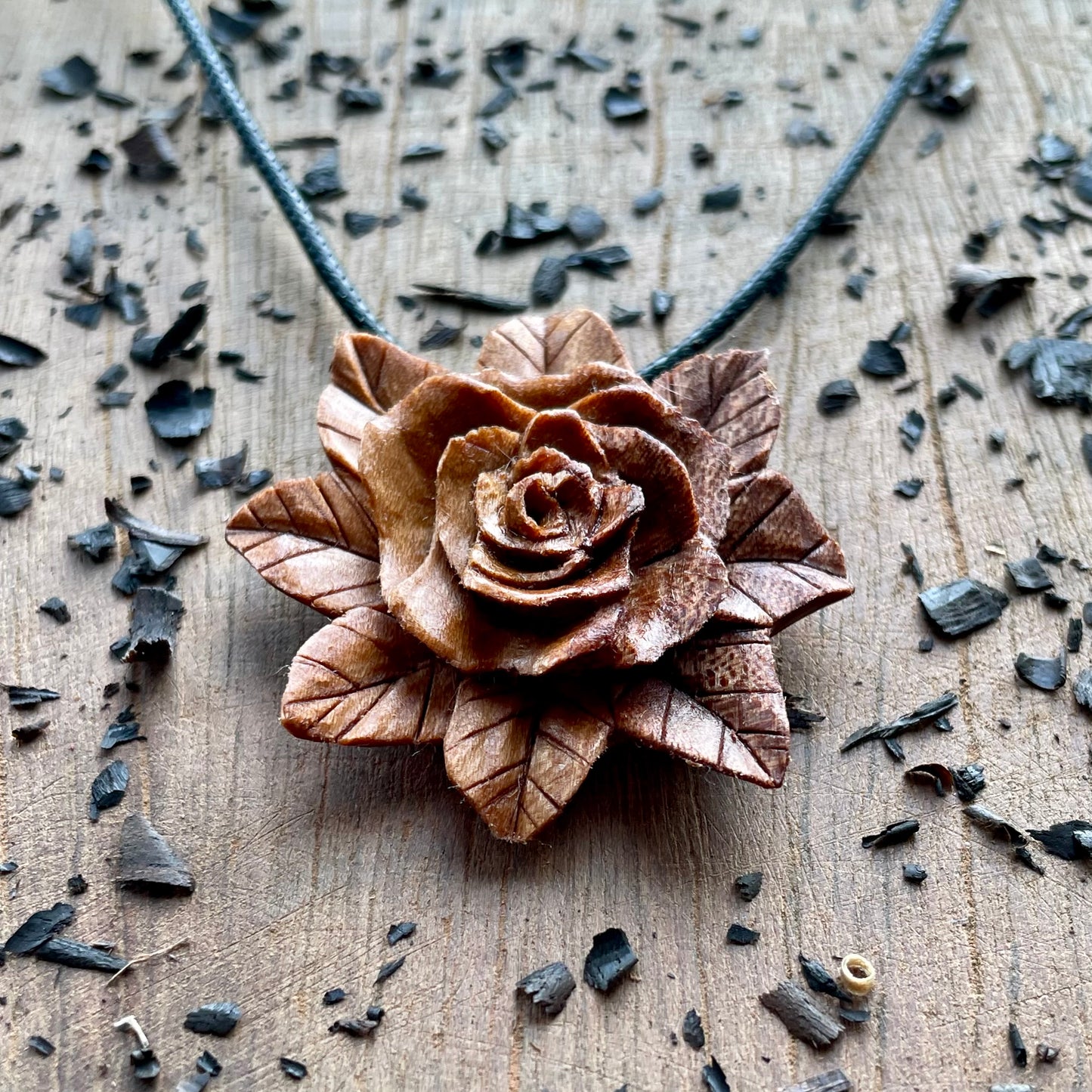 Rose Pendant in Apple Wood