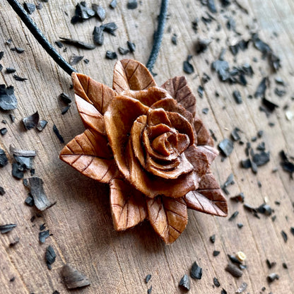 Rose Pendant in Apple Wood