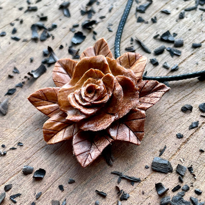 Rose Pendant in Apple Wood