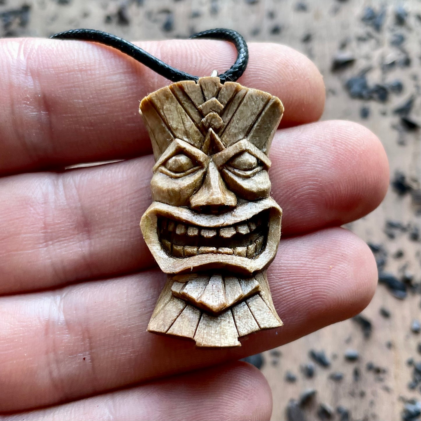 Tiki Mask Italian Walnut Wood Pendant