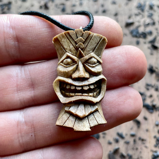Tiki Mask Italian Walnut Wood Pendant