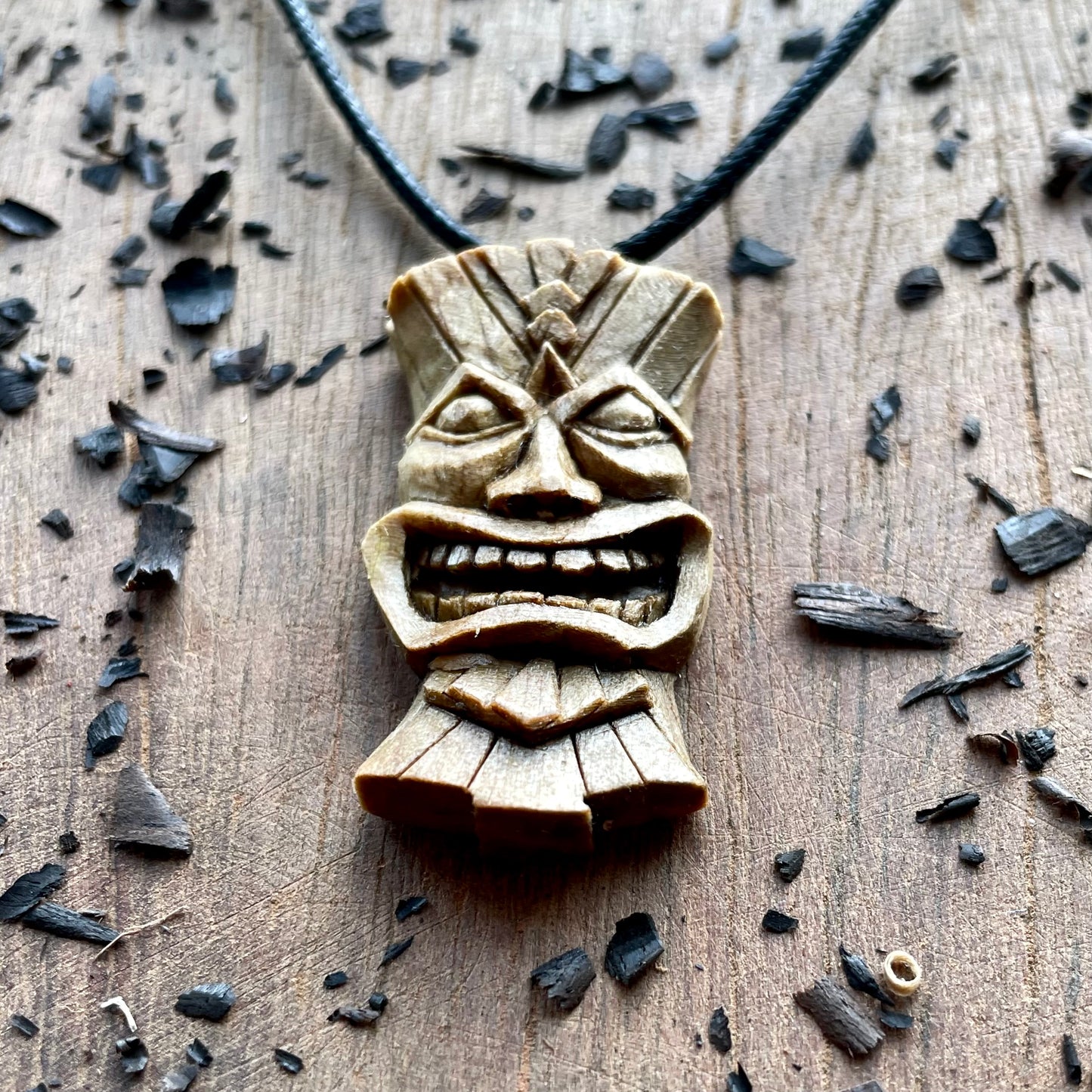 Tiki Mask Italian Walnut Wood Pendant