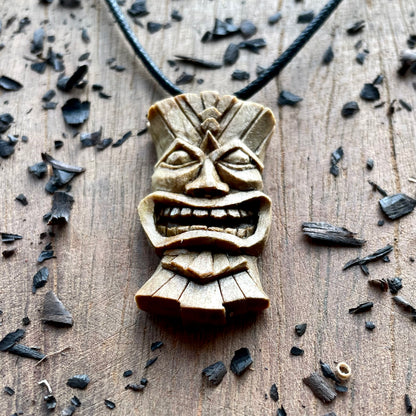 Tiki Mask Italian Walnut Wood Pendant