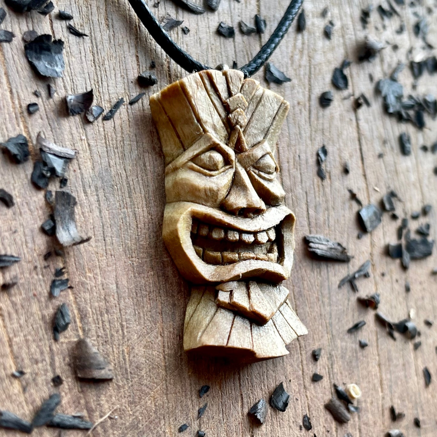 Tiki Mask Italian Walnut Wood Pendant