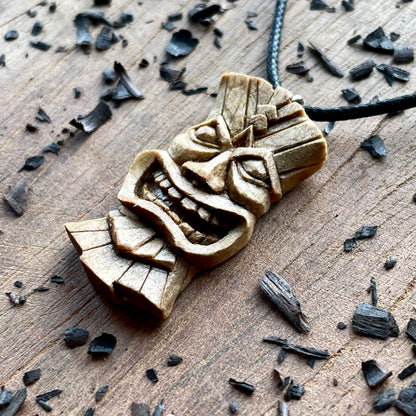 Tiki Mask Italian Walnut Wood Pendant
