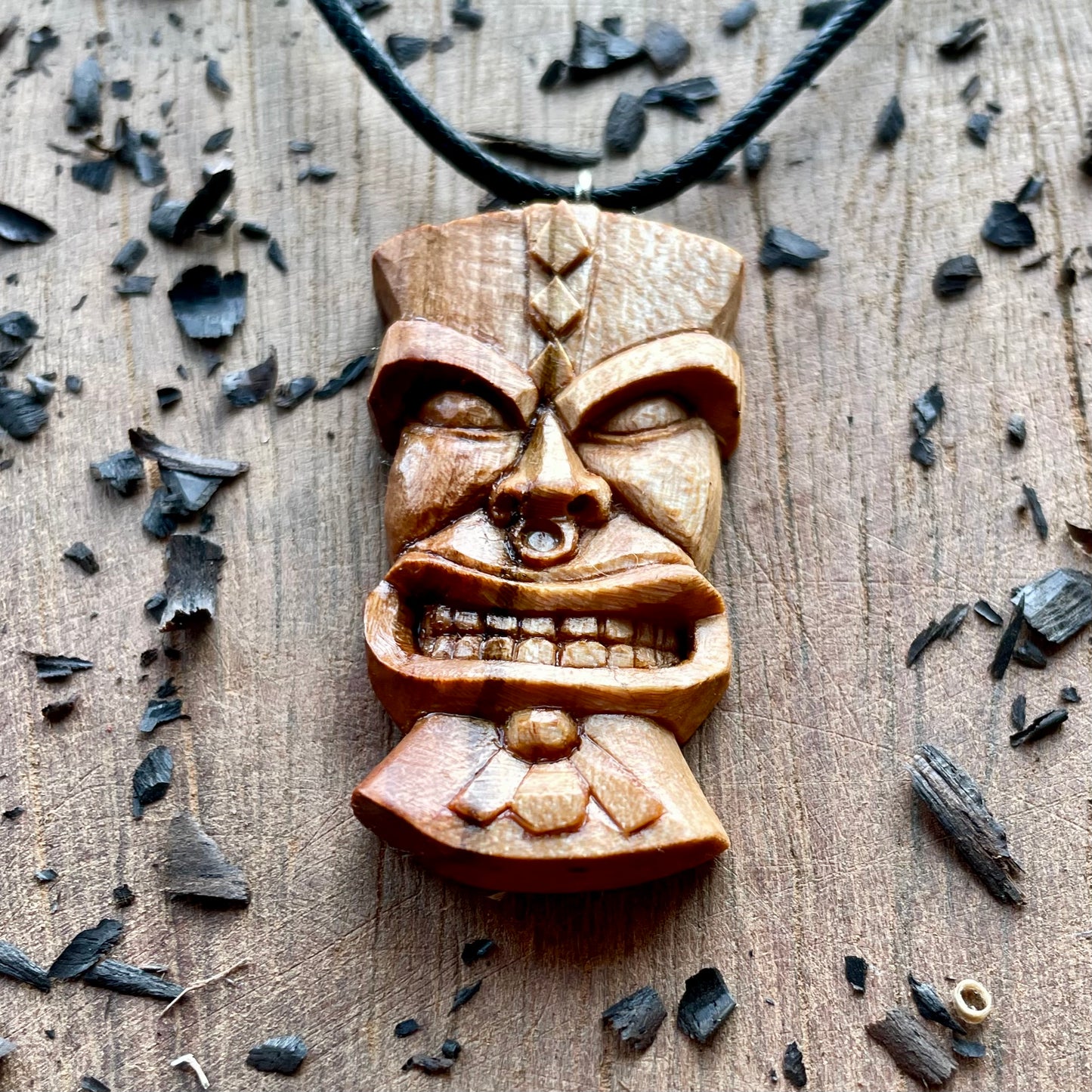 Tiki Plum Wood Pendant