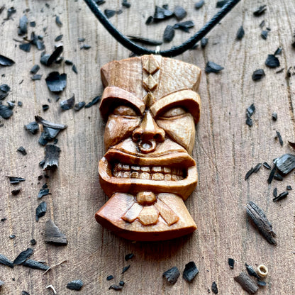 Tiki Plum Wood Pendant