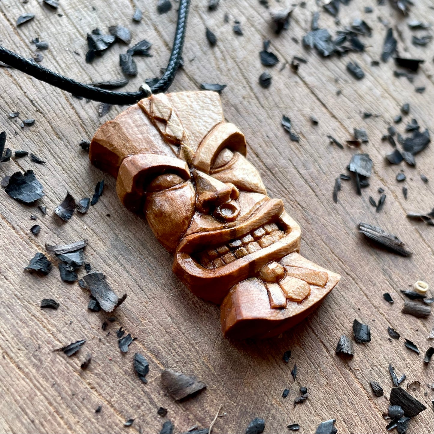 Tiki Plum Wood Pendant