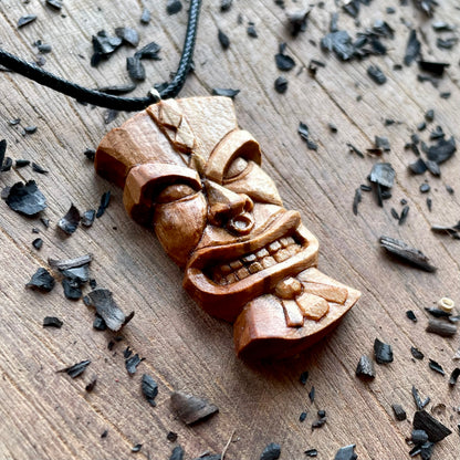 Tiki Plum Wood Pendant