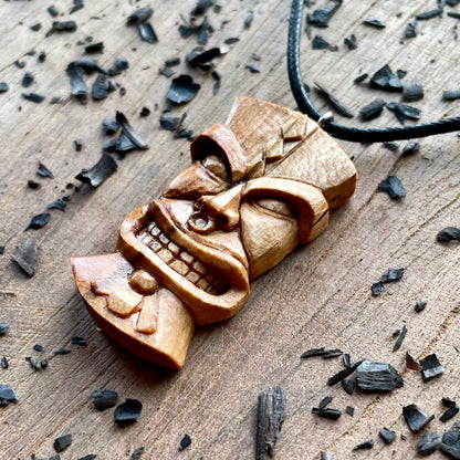Tiki Plum Wood Pendant