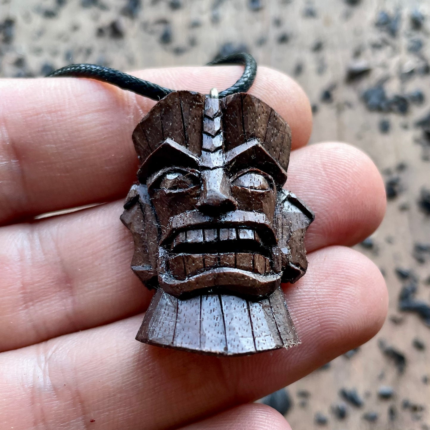 Tiki Mask Black Walnut Pendant