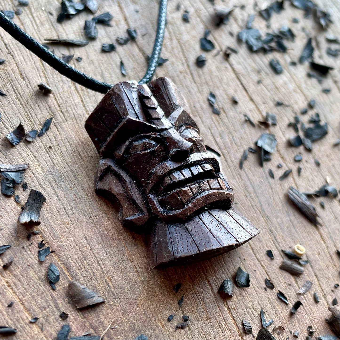 Tiki Mask Black Walnut Pendant