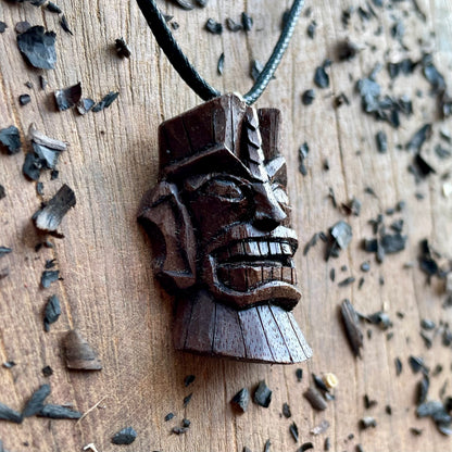 Tiki Mask Black Walnut Pendant