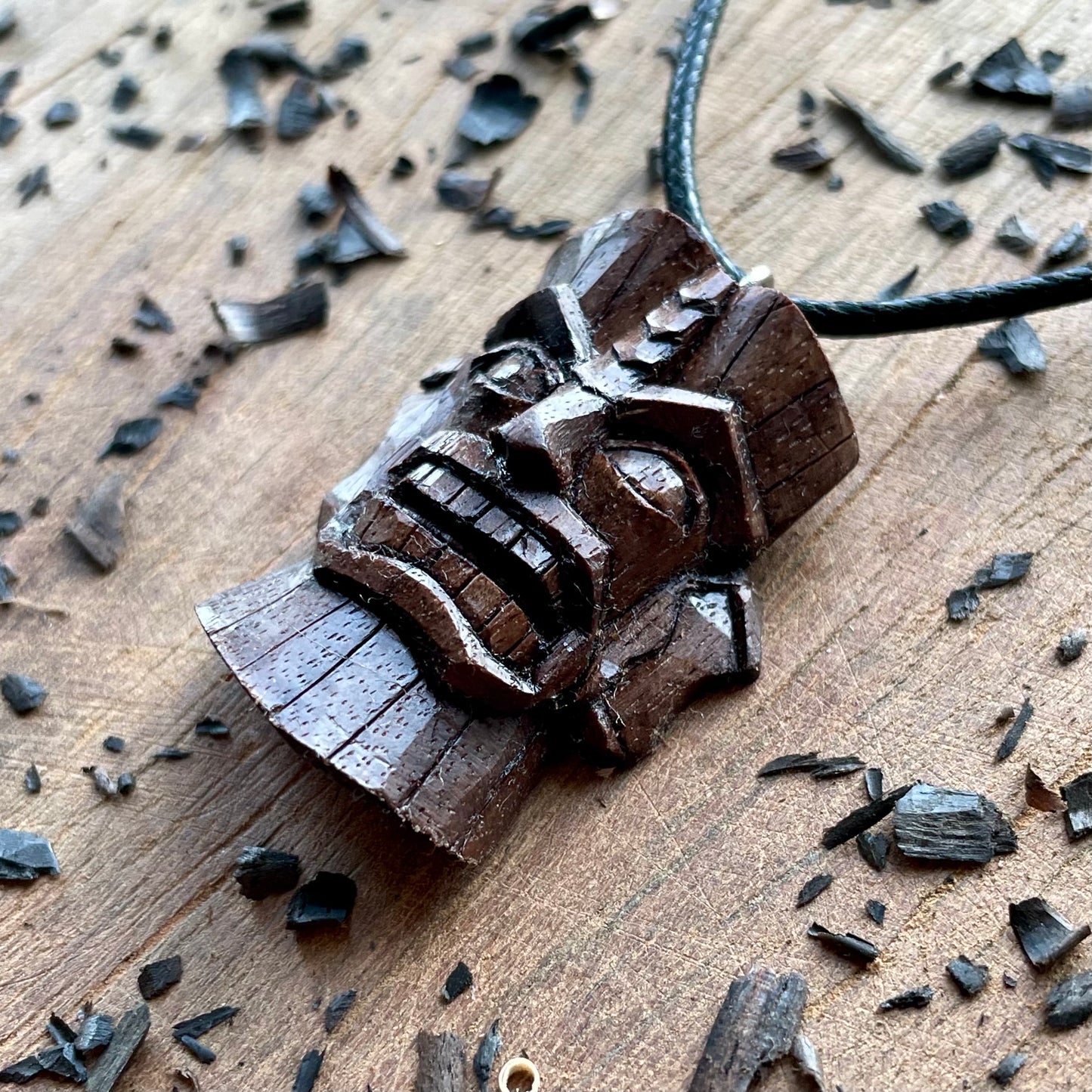Tiki Mask Black Walnut Pendant