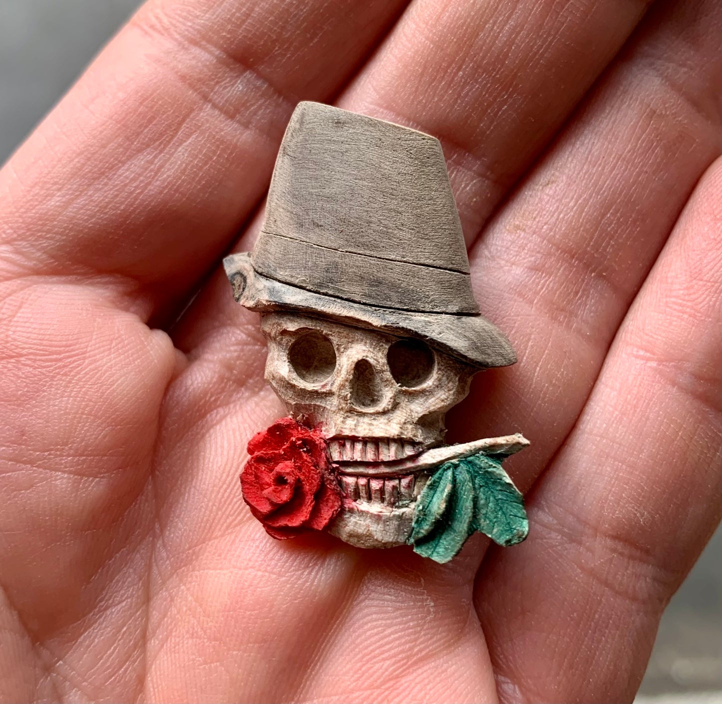 Skull With Rose Pendant