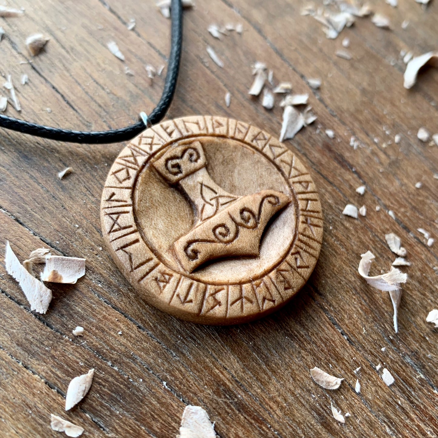 Runes And Mjolnir Pendant