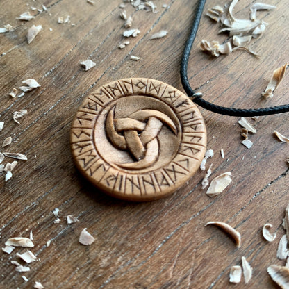 Runes And Odin's Horn Pendant