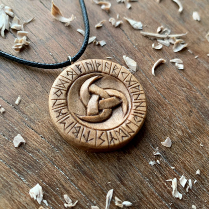 Runes And Odin's Horn Pendant