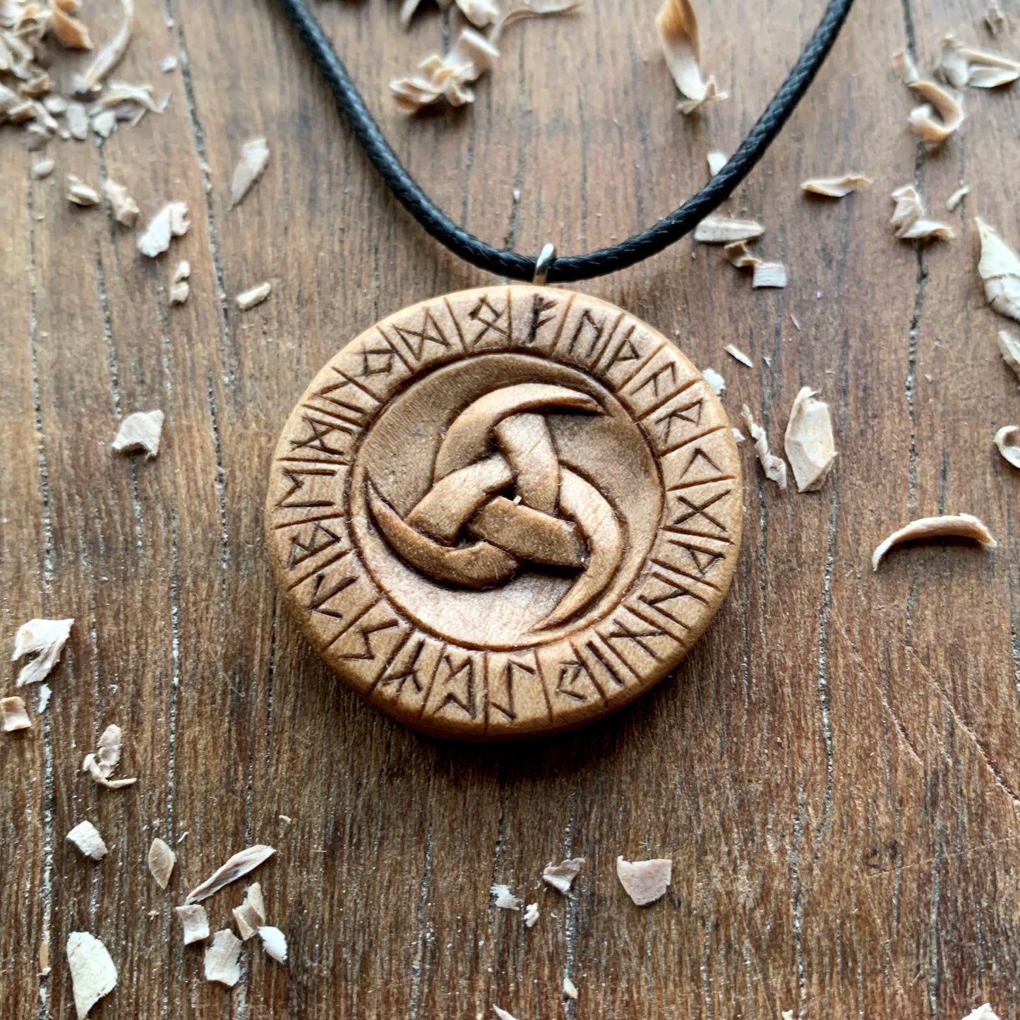 Runes And Odin's Horn Pendant