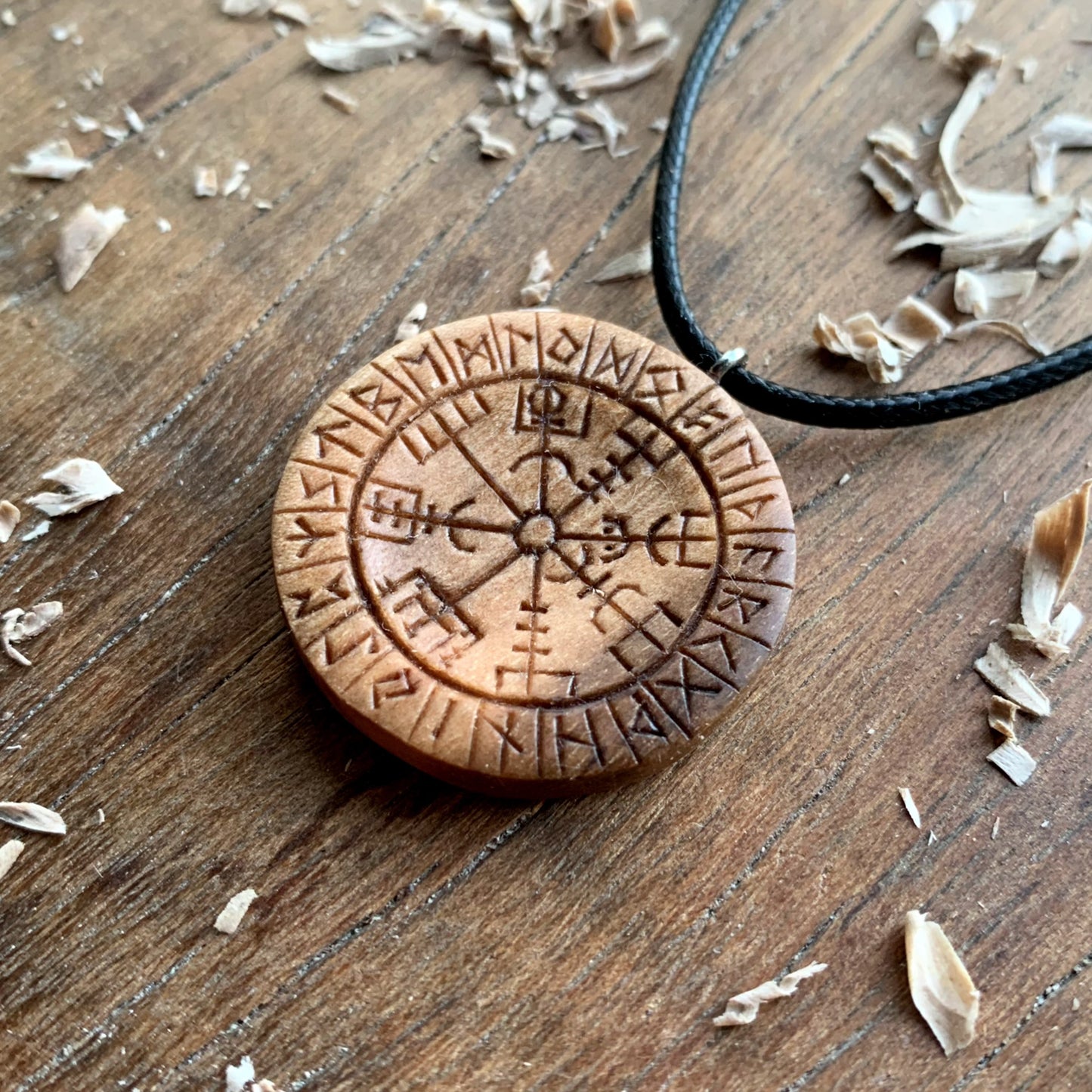 Runes And Vegvisir Pendant