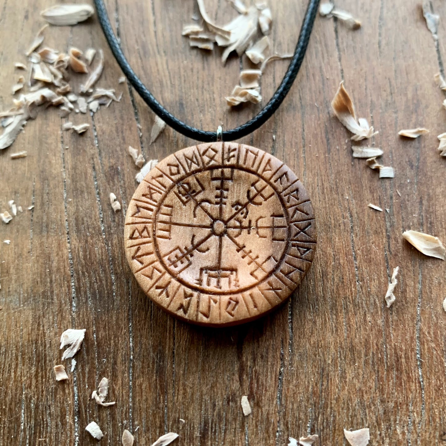 Runes And Vegvisir Pendant