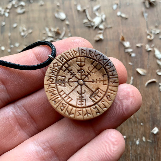 Runes And Vegvisir Pendant