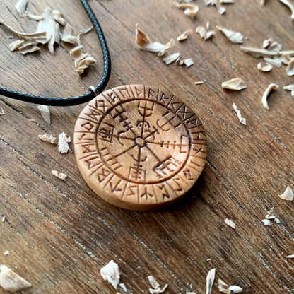 Runes And Vegvisir Pendant