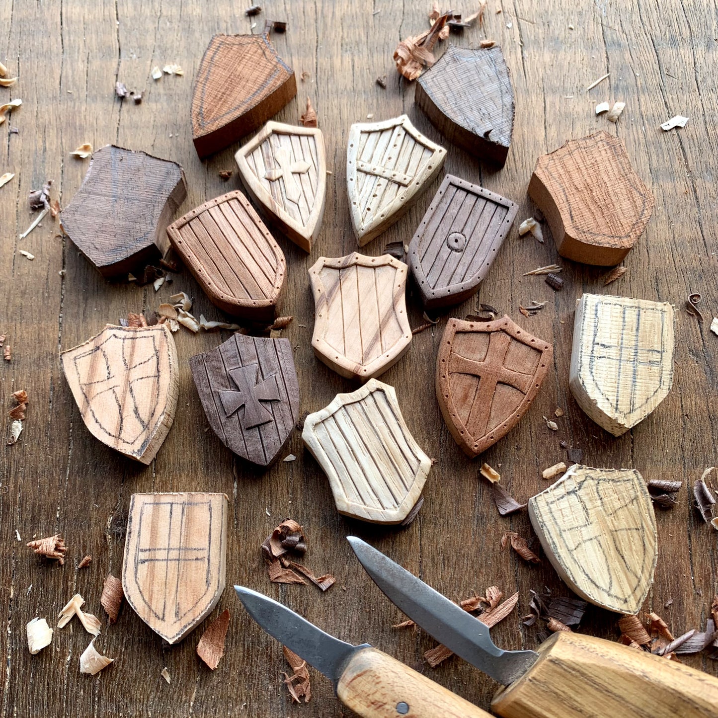 Medieval Shield Wood Pendant Style 2