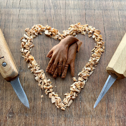 “Braided Hands” Pear Wood Pendant