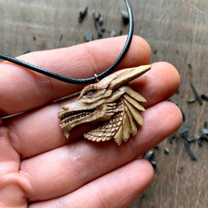 Dragon’s Head Walnut Wood Pendant