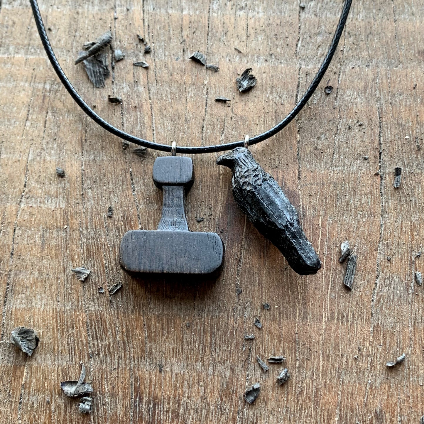 Raven and Mjolnir Pendant