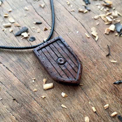 Medieval Shield Wood Pendant Style 4