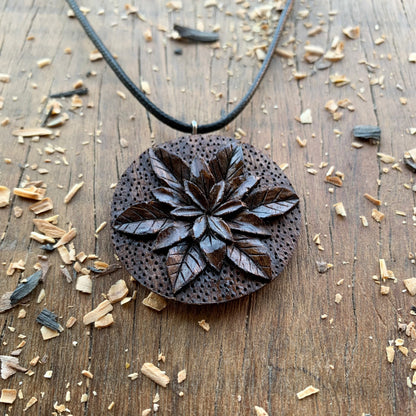 Flower Walnut Wood Pendant