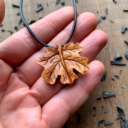 Maple’s Leaf Cherry Wood Pendant