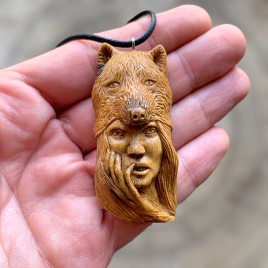 Girl And Wolf Pendant