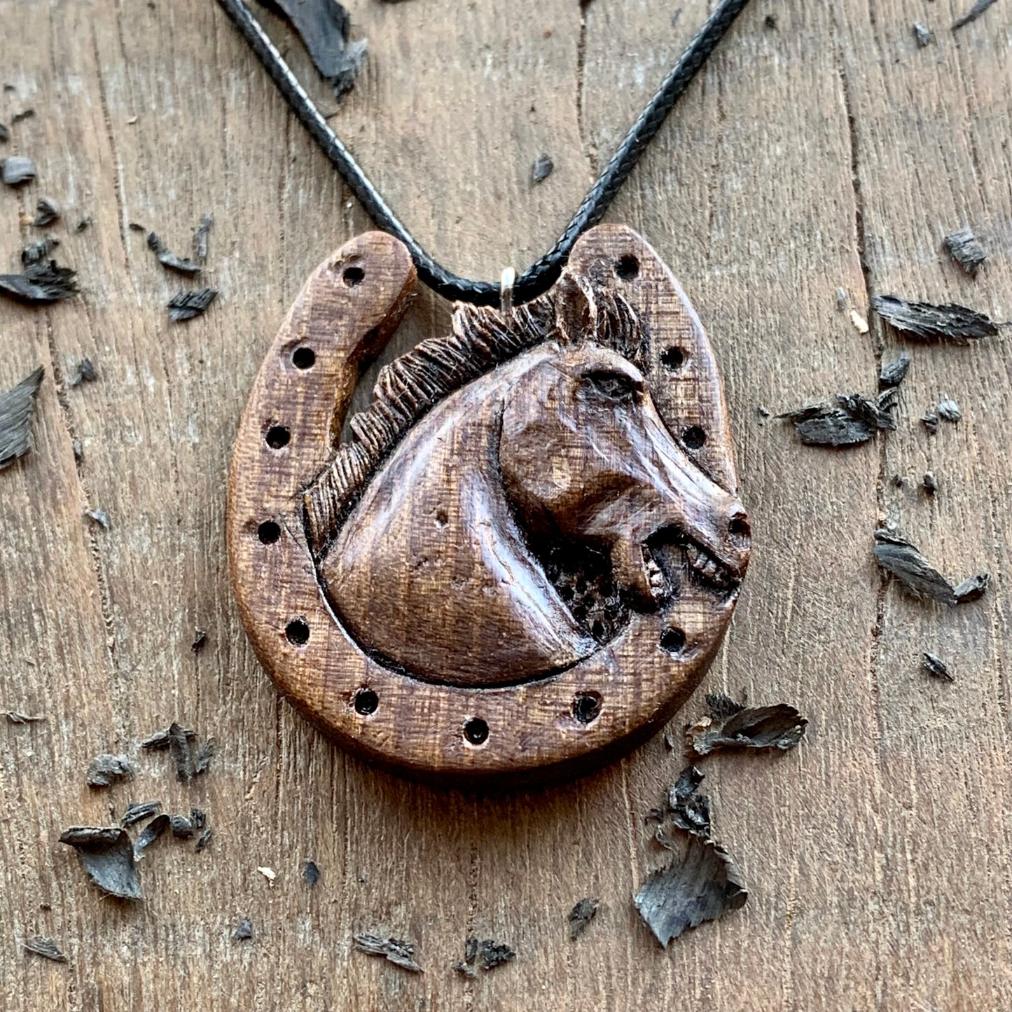 Horseshoe With Horse Pendant