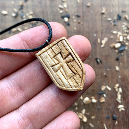 Medieval Shield Wood Pendant Style 4