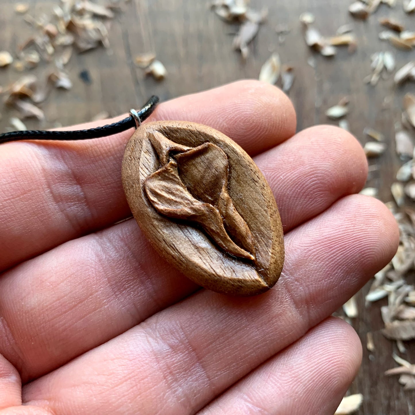 Vulva American Walnut Wood Pendant