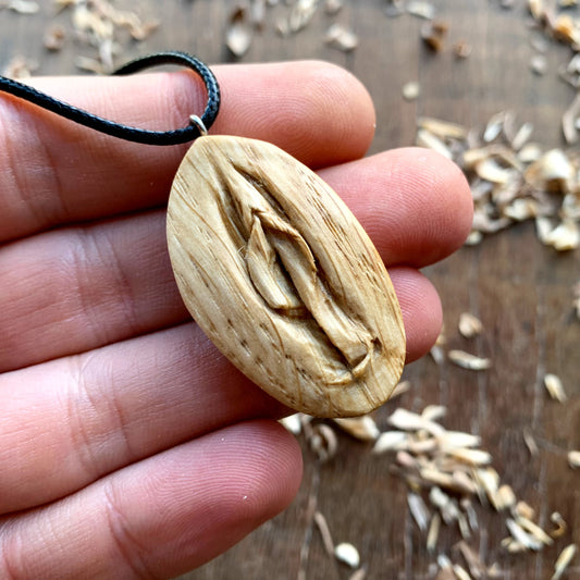 Vulva Oak Wood Pendant