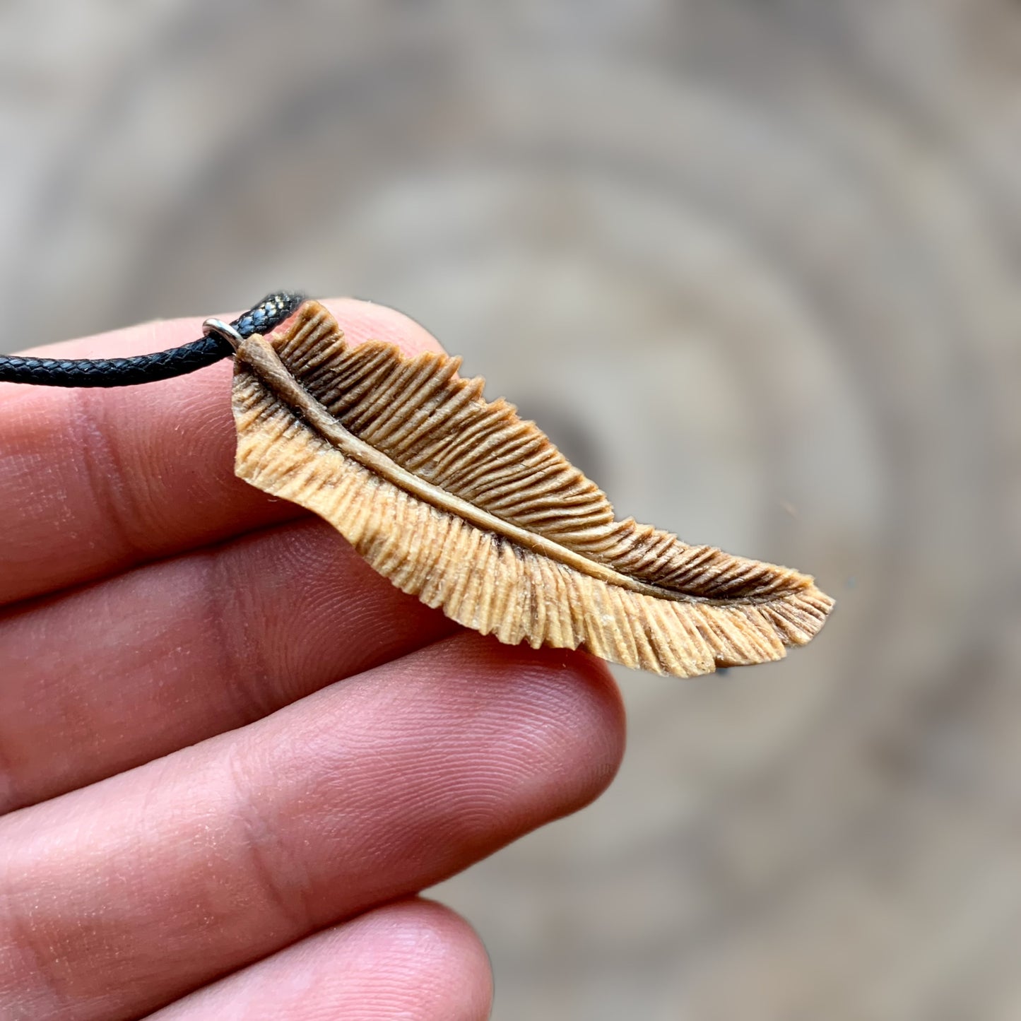 Feather Walnut Wood Pendant Style 2