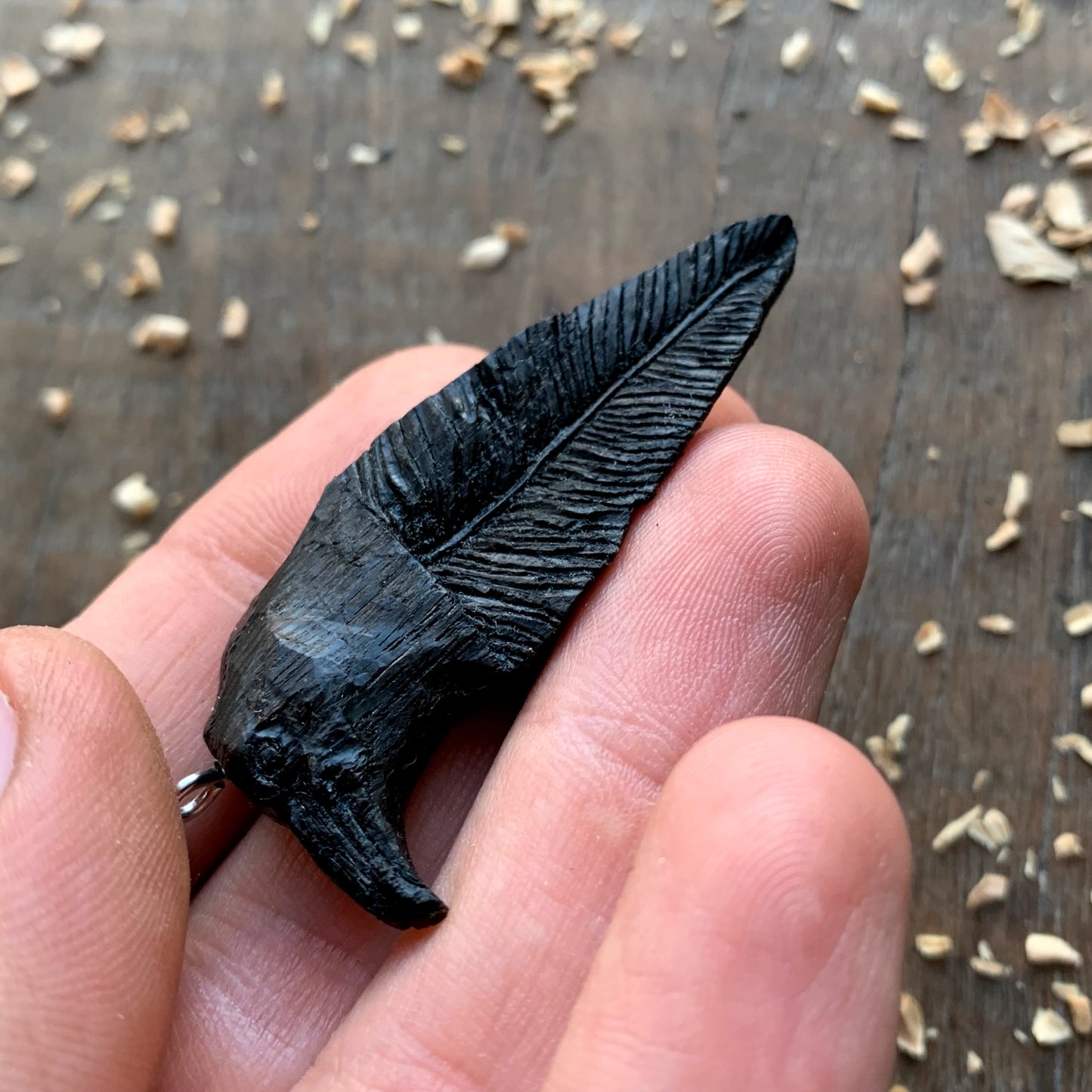 Raven Head-Feather Pendant