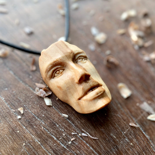 Olive Wood Feminine Face Pendant