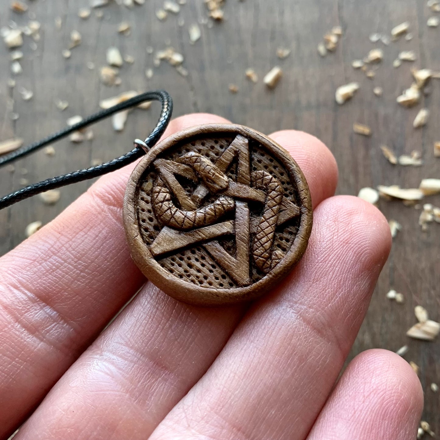 Snake Wrapped On Pentacle Pendant