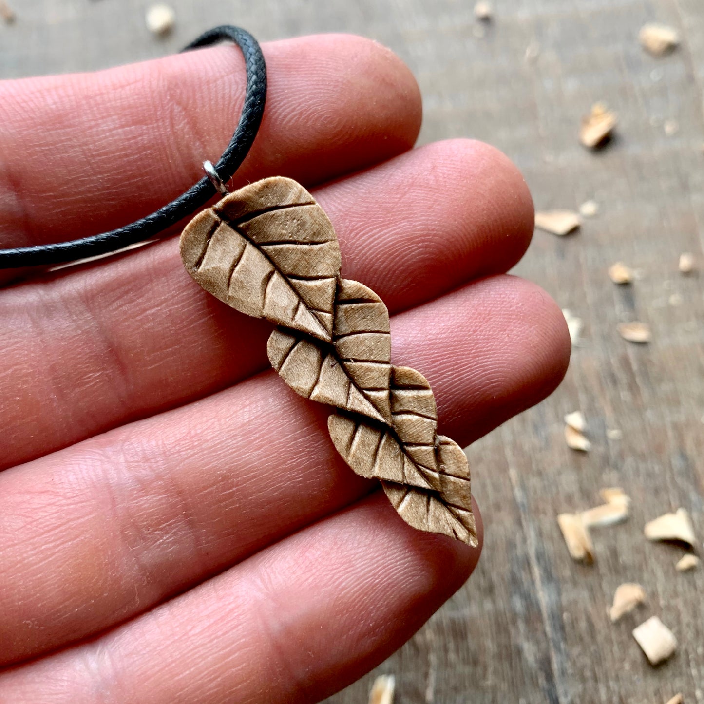 Leaves Walnut Wood Pendant