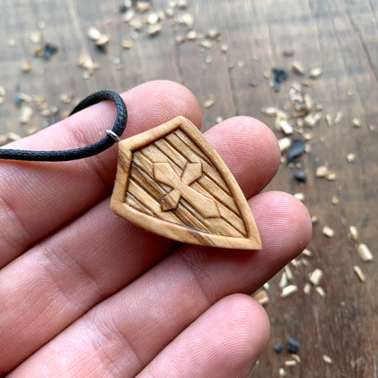 Medieval Sheld Wood Pendant Style 1