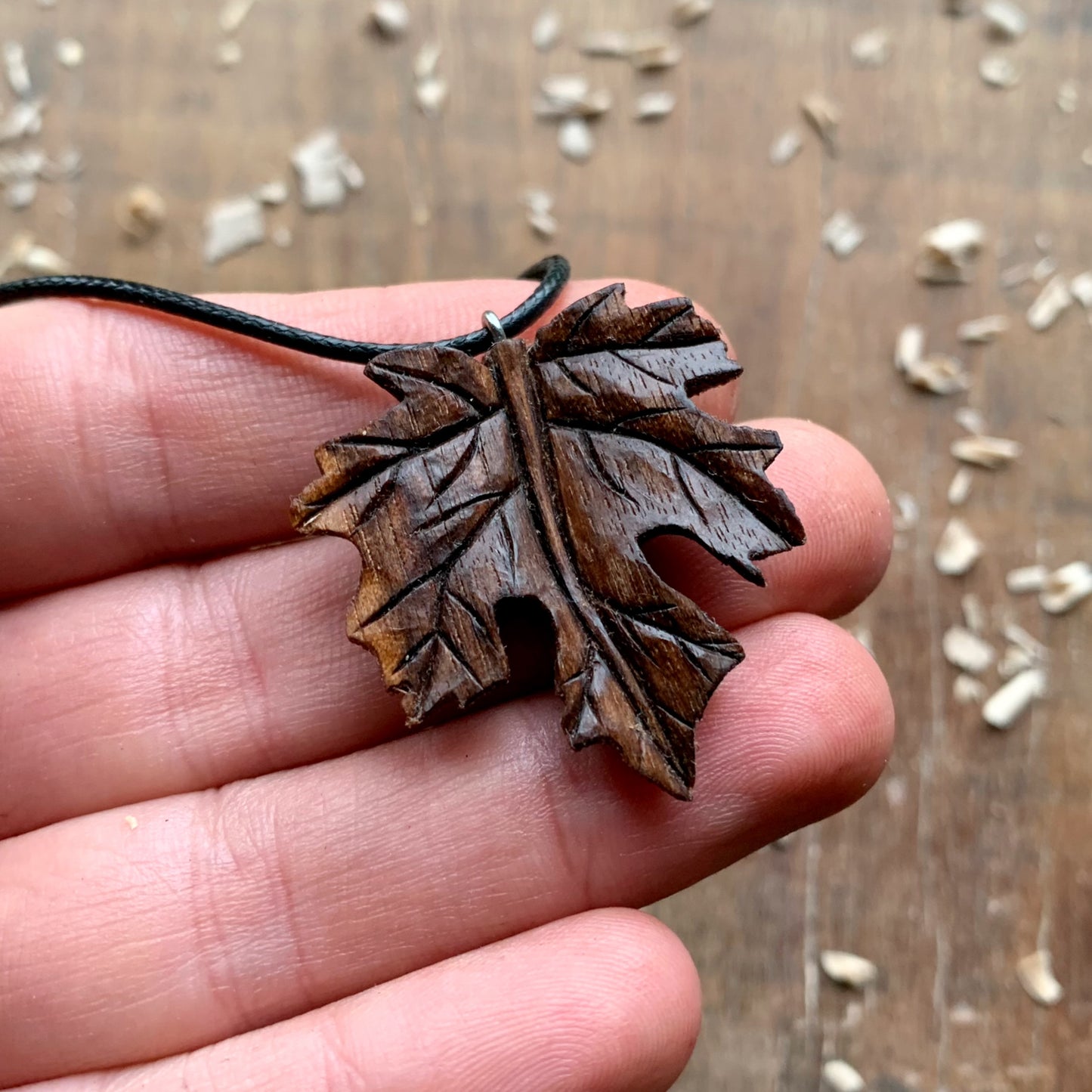 Big Maple's Leaf Walnut Wood Pendant