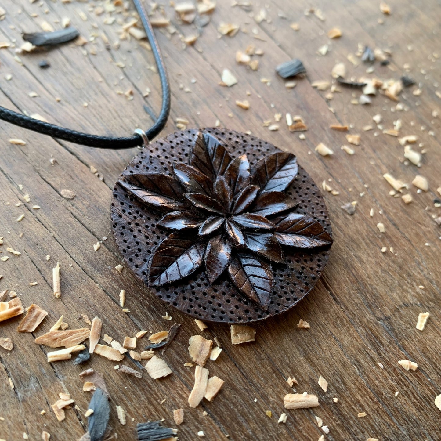 Flower Walnut Wood Pendant