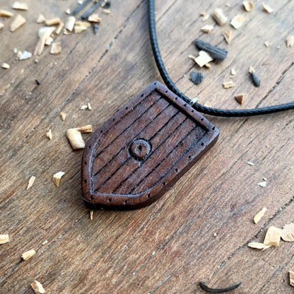 Medieval Shield Wood Pendant Style 4