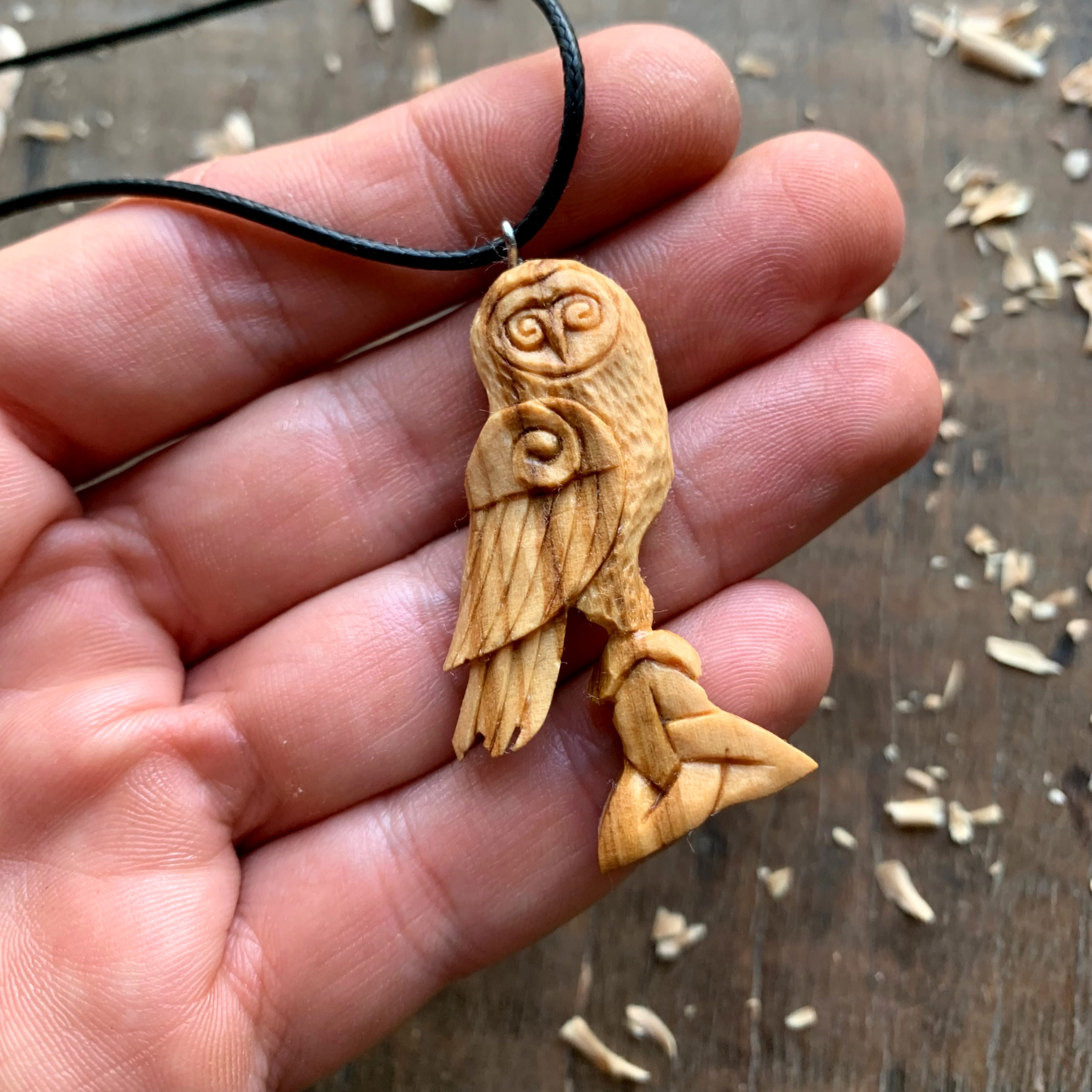 Wooden on sale owl necklace