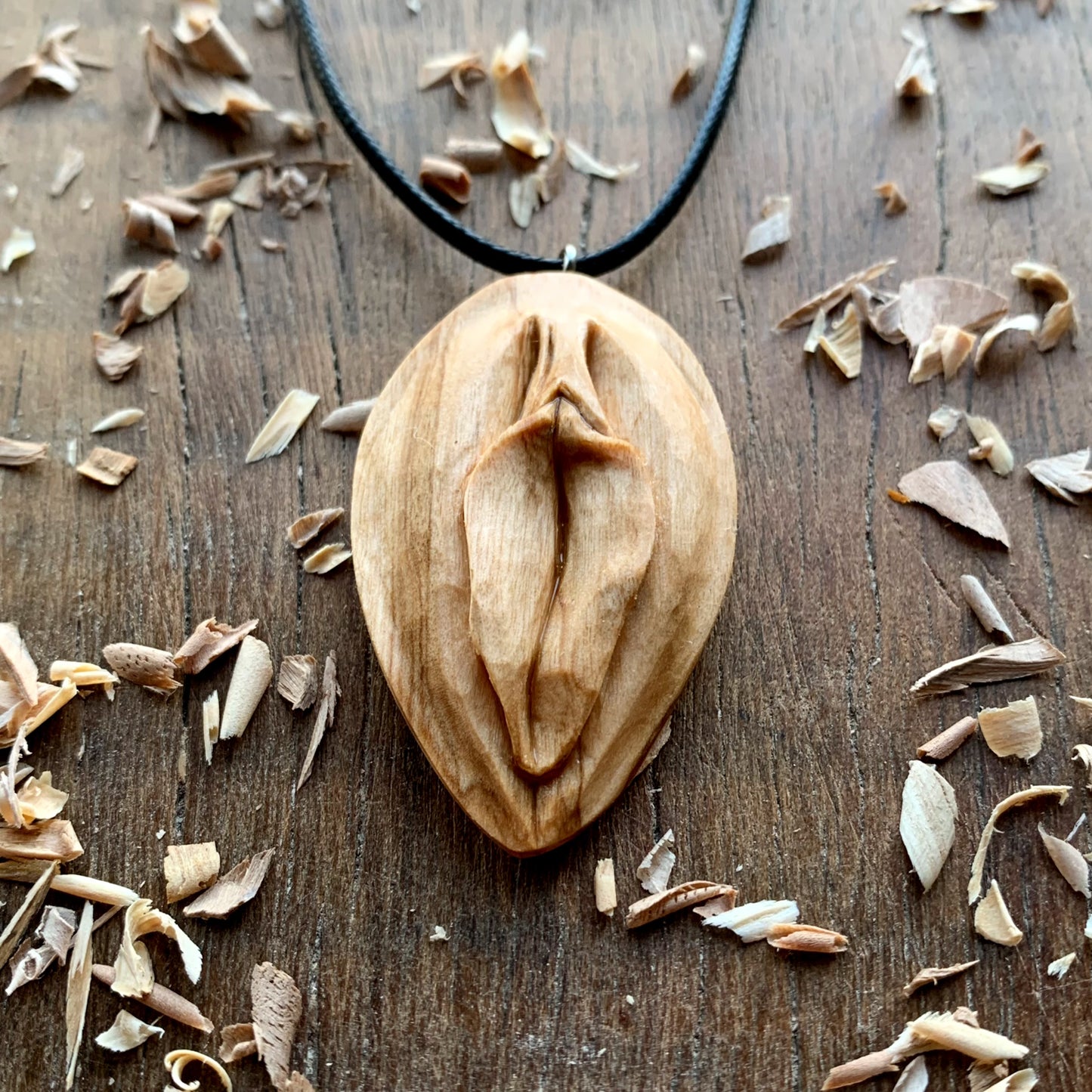 Vulva Olive Wood Pendant